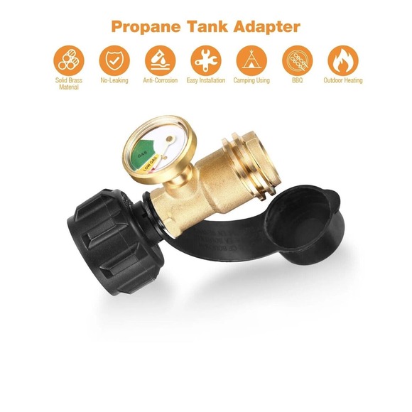 Propane Tank Gauge RV Pressure Brass Adapter Gas Level Meter Grill RV Indicator - Picture 11 of 16